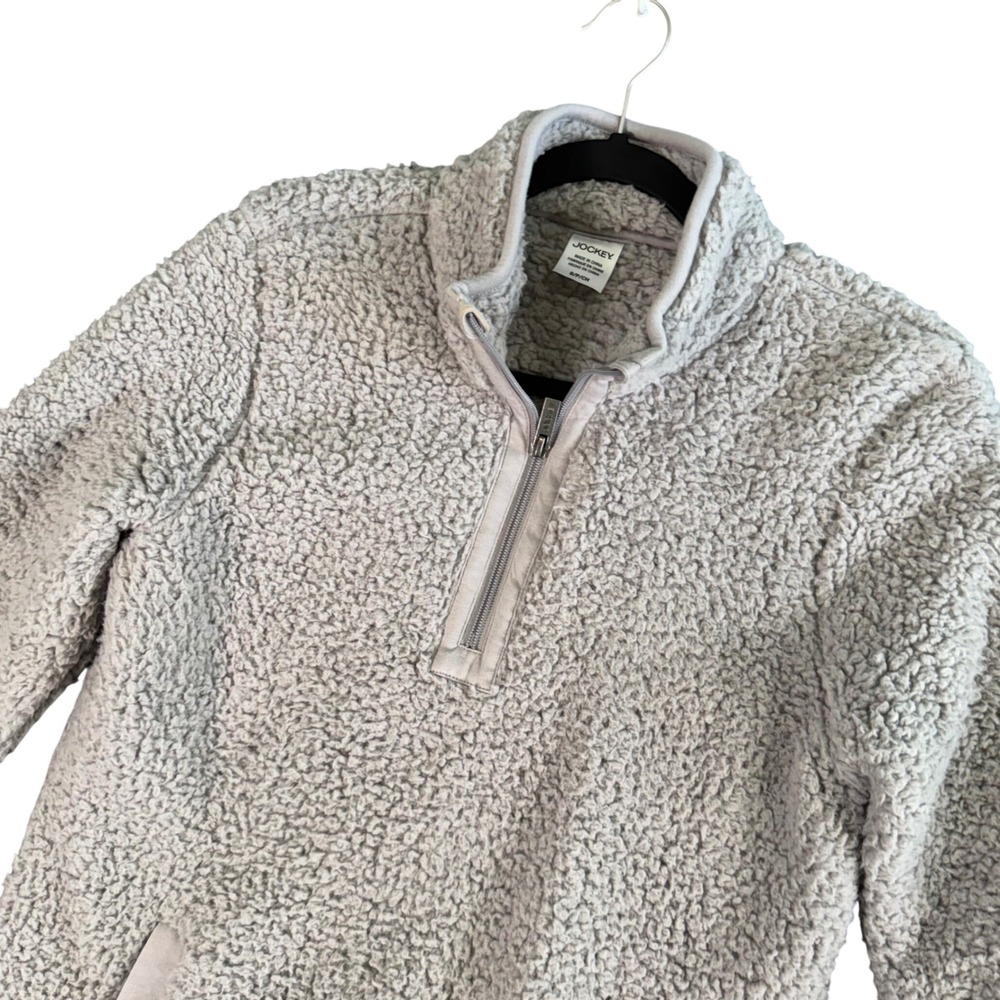 Jockey‎ Womens S Gray Sherpa Fleece Quarter Zip Pullover Cozycore Loungewear
